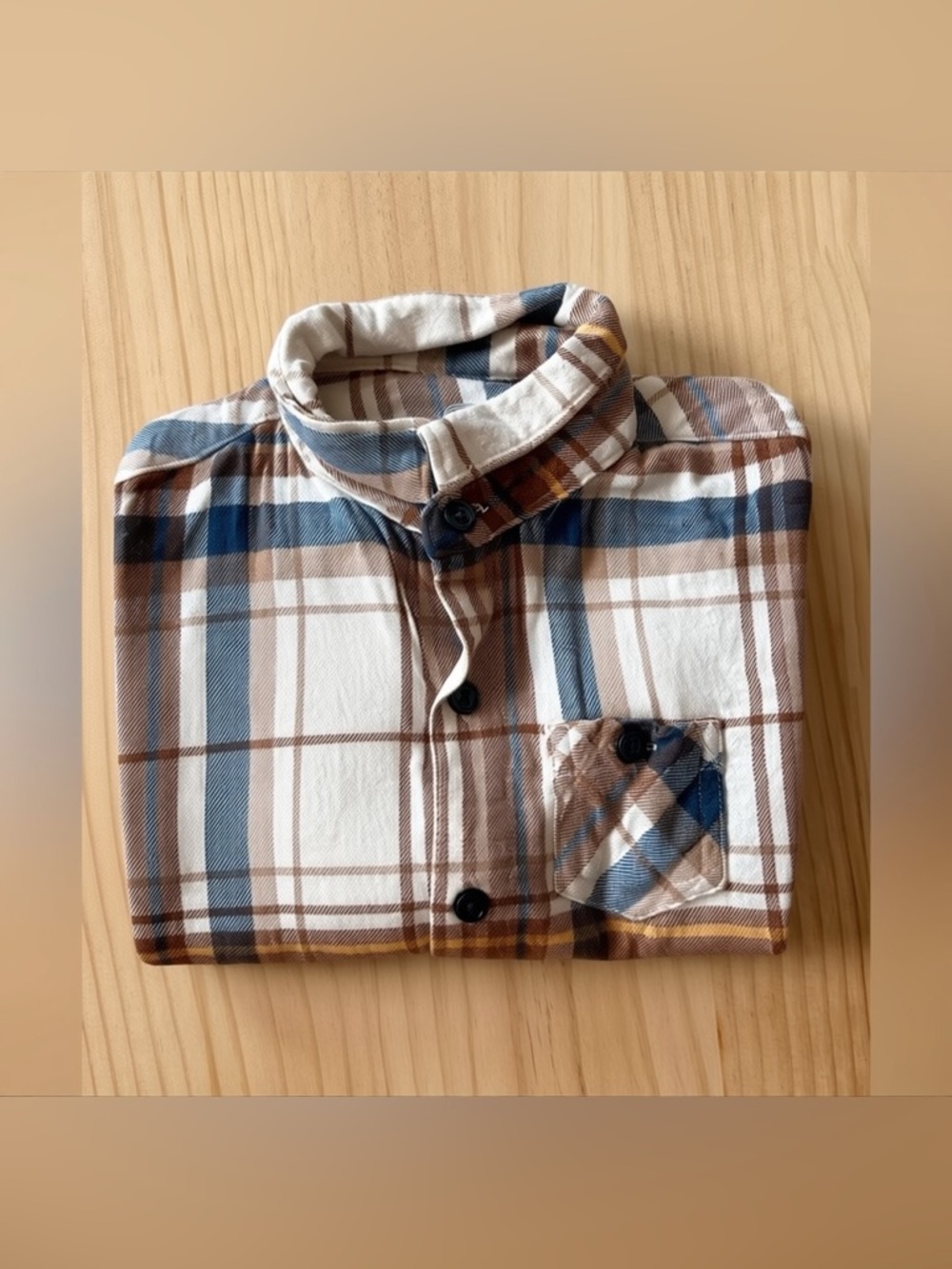 wonder nation Blue, Brown & White Plaid Button-Down Shirt